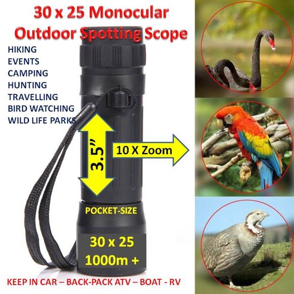 2 Pcs New 30 x 25 Compact Zoom In/Out Monocular Pocket Scope in Gift Box. - Picture 1 of 4